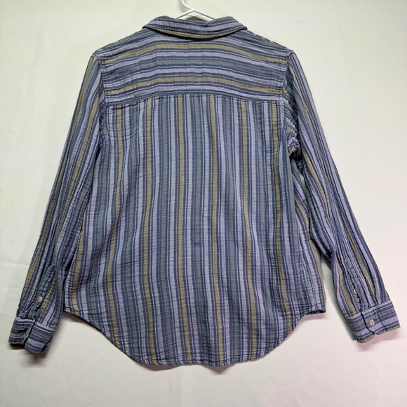 Universal Thread Blue Striped Long Sleeve 100% Cotton Button Down Top Women's S - Picture 6 of 7